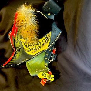 Leather fur clutch..